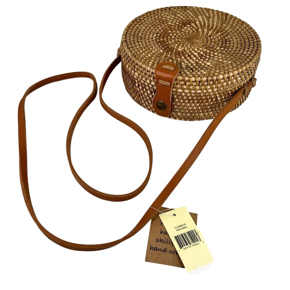 Natural Hand-Crafted Rattan Purse Cross Body Vacation New